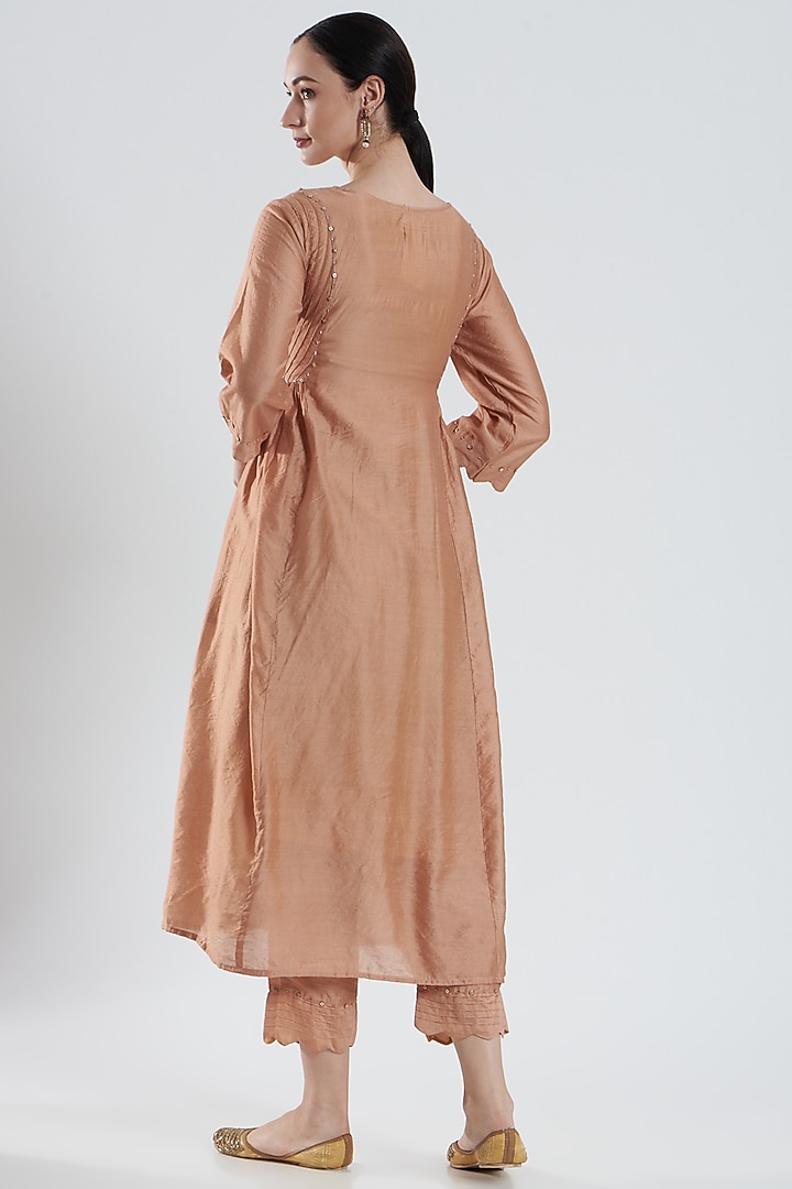 Beige Embroidered Kurta Set by Reema Mehta at Pernia's Pop Up Shop