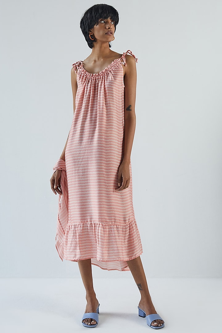 Blush Pink Bemberg Midi Dress by Reistor at Pernia's Pop Up Shop