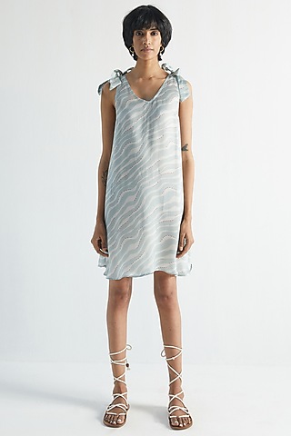 Powder Blue Bemberg Mini Dress by Reistor