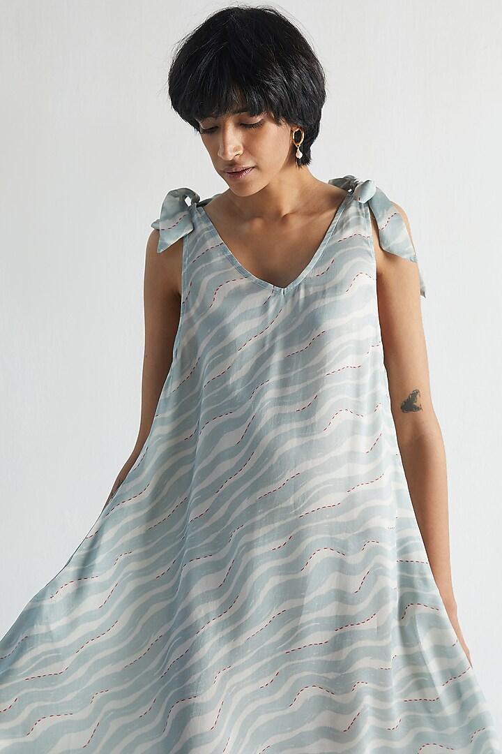 Powder Blue Bemberg Mini Summer Dress by Reistor at Pernia's Pop Up Shop