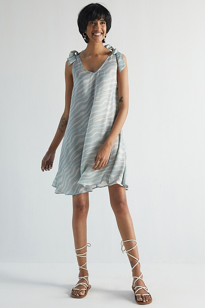 Powder Blue Bemberg Mini Summer Dress by Reistor at Pernia's Pop Up Shop