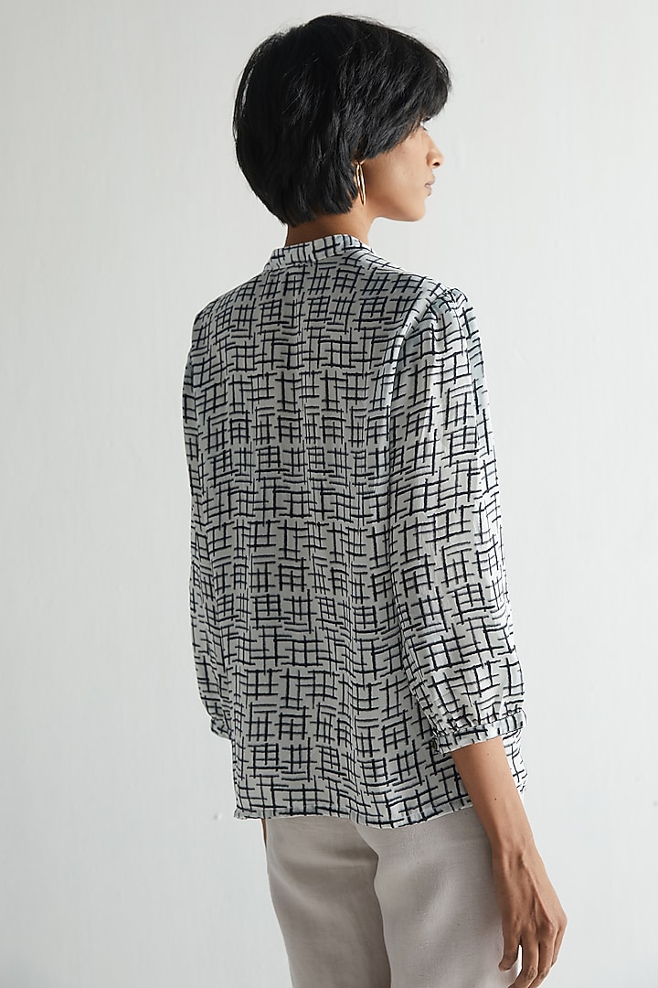 Powder Blue Bemberg Printed Shirt by Reistor at Pernia's Pop Up Shop