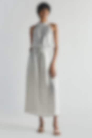 White Bemberg Halter Neck Maxi Dress by Reistor