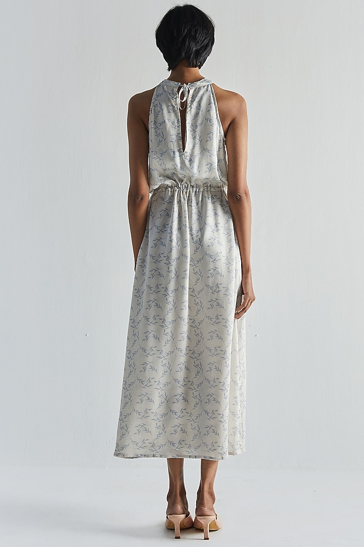 White Bemberg Halter Neck Maxi Summer Dress by Reistor at Pernia's Pop Up Shop