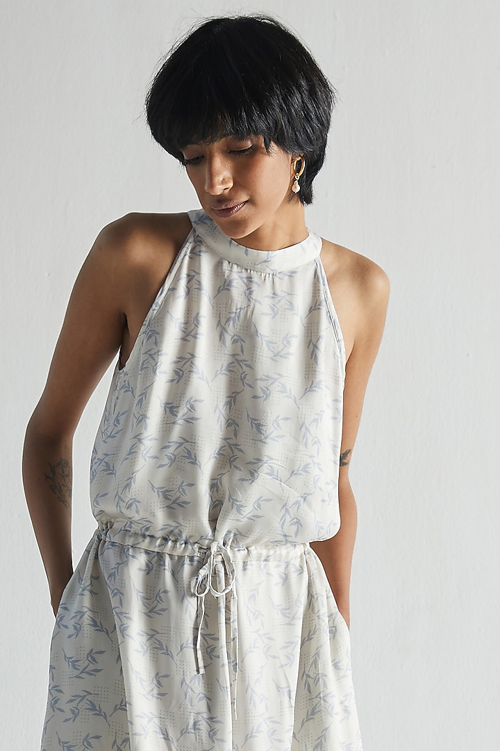White Bemberg Halter Neck Maxi Summer Dress by Reistor at Pernia's Pop Up Shop