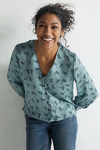 Powder Blue Printed Shirt by Reistor