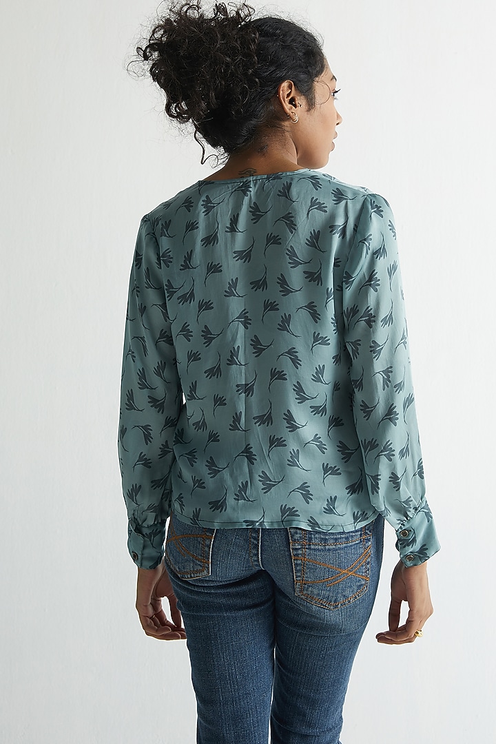 Powder Blue Printed Shirt by Reistor at Pernia's Pop Up Shop