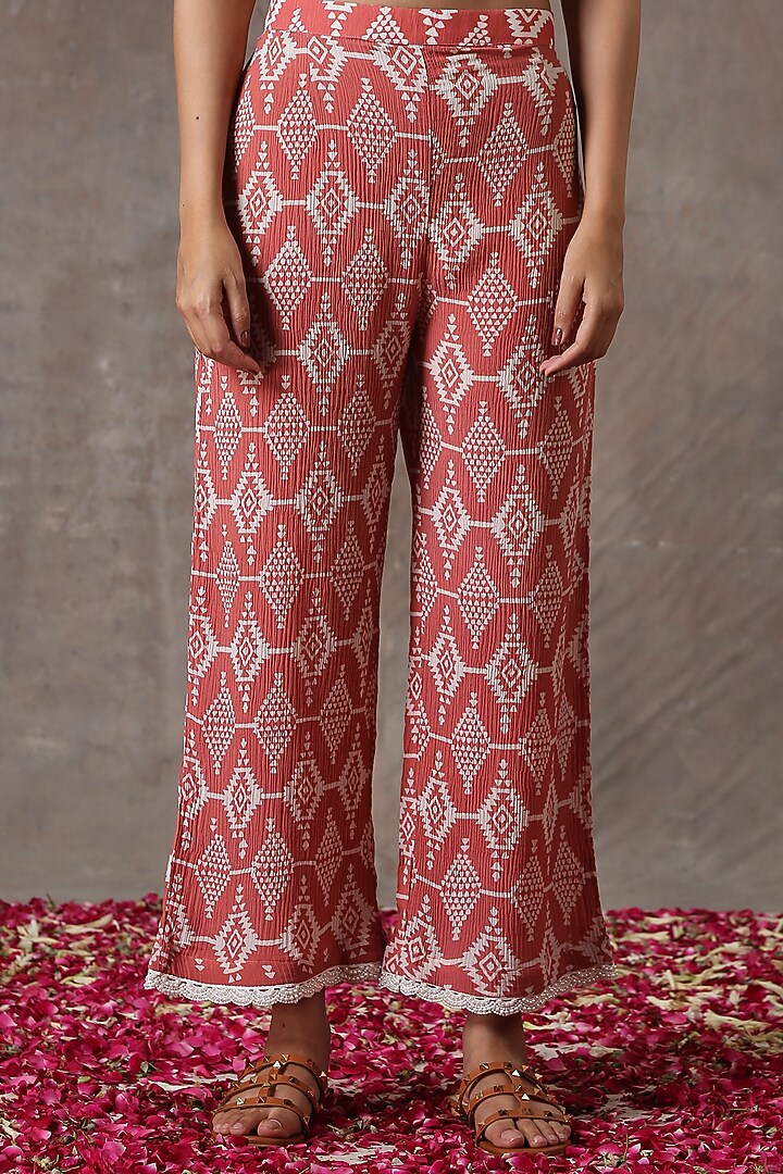 Peach Hand Embroidered A-Line Tunic Set by Rekha Agra at Pernia's Pop Up Shop