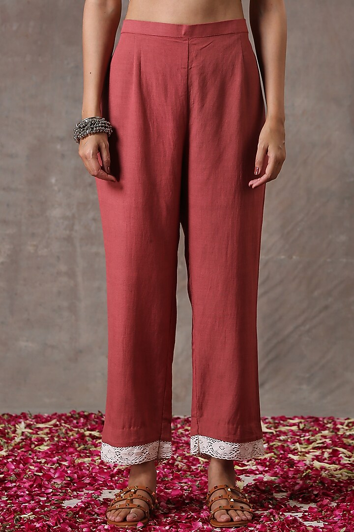 Peach Embroidered A-Line Kurta Set by Rekha Agra at Pernia's Pop Up Shop