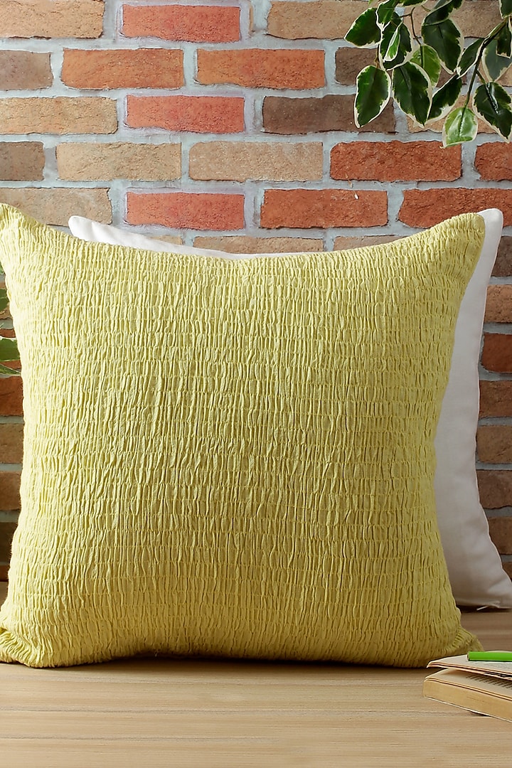 Yellow Cotton Voile Cushion Cover by Reme lifestyle