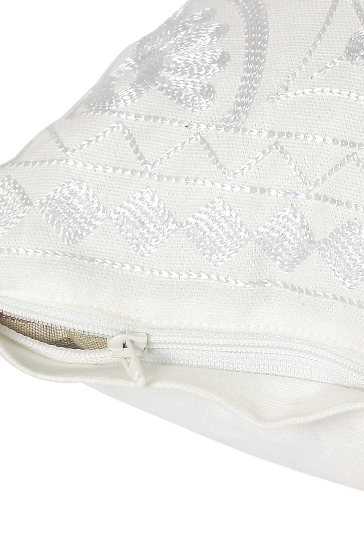 Ivory Embroidered Cushion Cover by Reme lifestyle at Pernia's Pop Up Shop