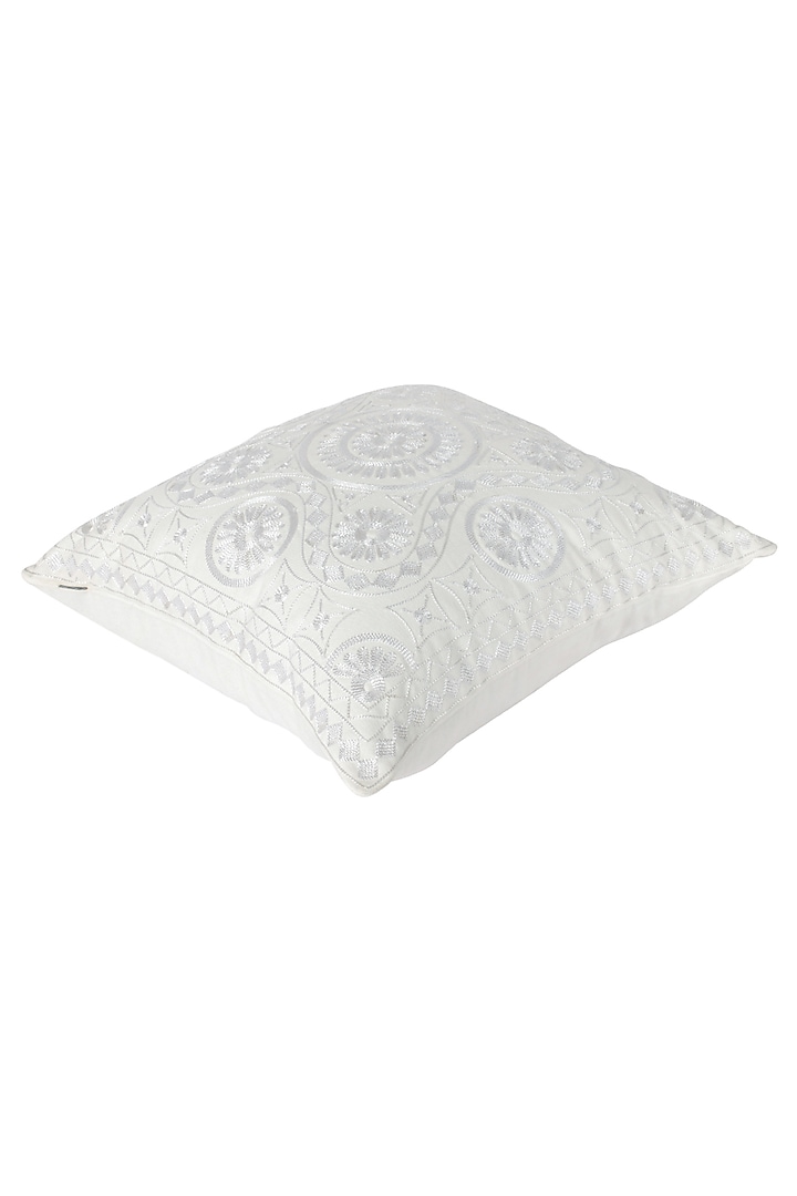 Ivory Embroidered Cushion Cover by Reme lifestyle at Pernia's Pop Up Shop