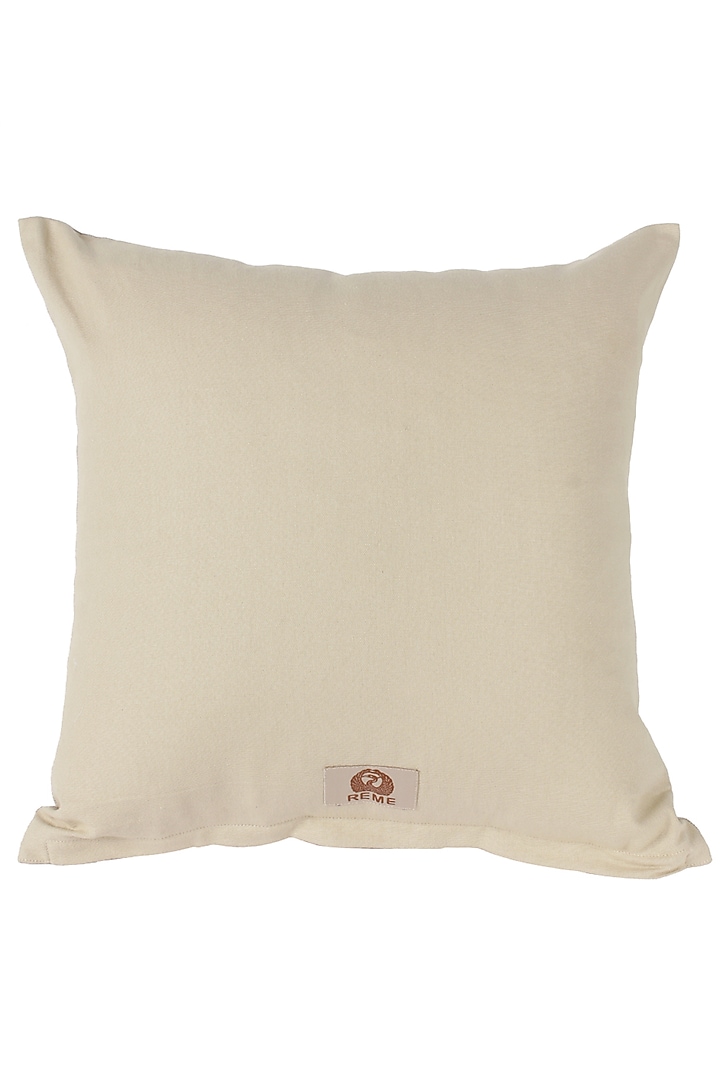 Beige Embroidered Cushion Cover by Reme lifestyle at Pernia's Pop Up Shop