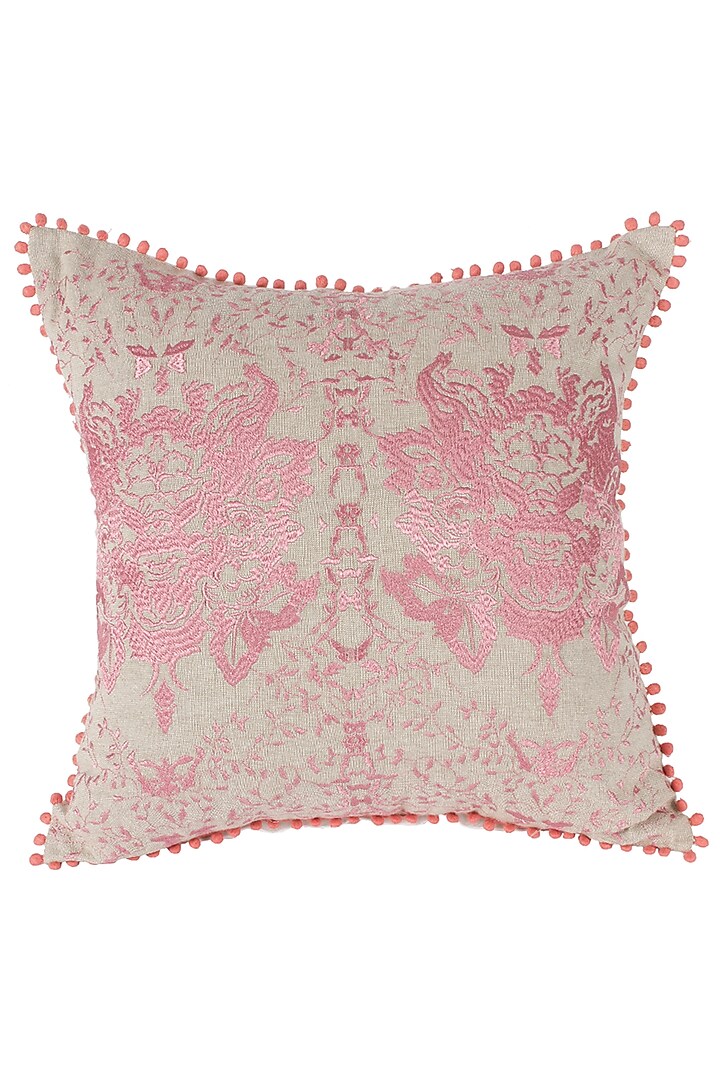 Peach Embroidered Cushion Cover by Reme lifestyle at Pernia's Pop Up Shop