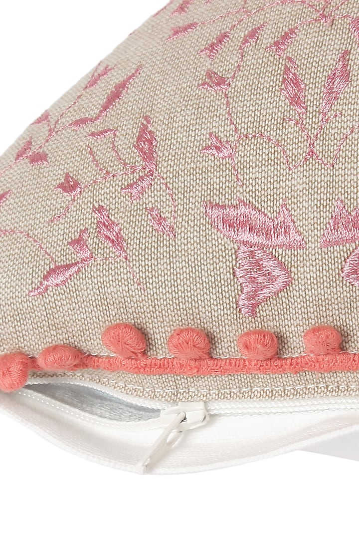 Peach Embroidered Cushion Cover by Reme lifestyle at Pernia's Pop Up Shop
