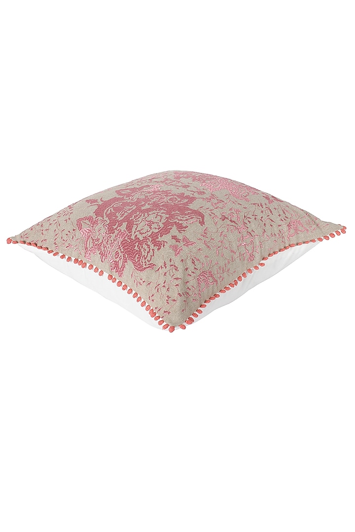 Peach Embroidered Cushion Cover by Reme lifestyle at Pernia's Pop Up Shop