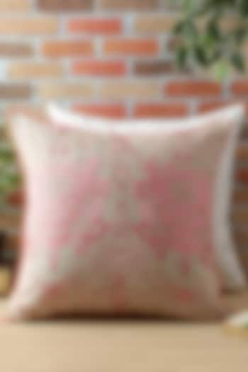 Peach Embroidered Cushion Cover by Reme lifestyle