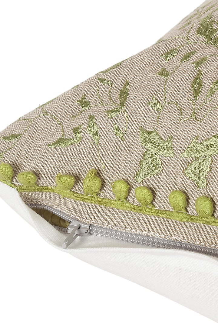 Green Embroidered Cushion Cover by Reme lifestyle at Pernia's Pop Up Shop