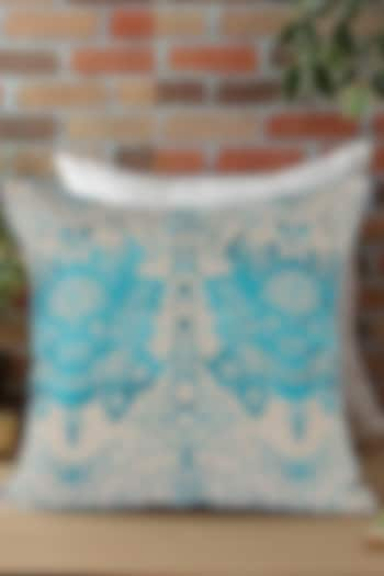 Turquoise Embroidered Cushion Cover by Reme lifestyle at Pernia's Pop Up Shop