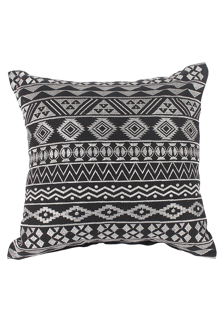 Black Embroidered Cushion Cover by Reme lifestyle at Pernia's Pop Up Shop