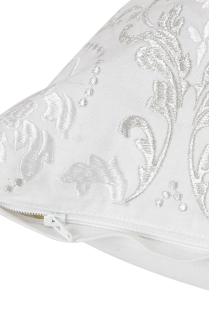 White Embroidered Cushion Cover by Reme lifestyle at Pernia's Pop Up Shop