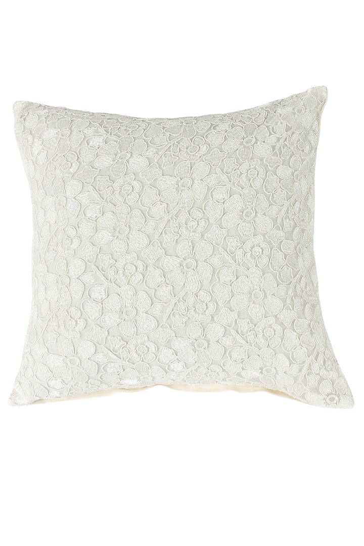 Cream Embroidered Cushion Cover by Reme lifestyle at Pernia's Pop Up Shop