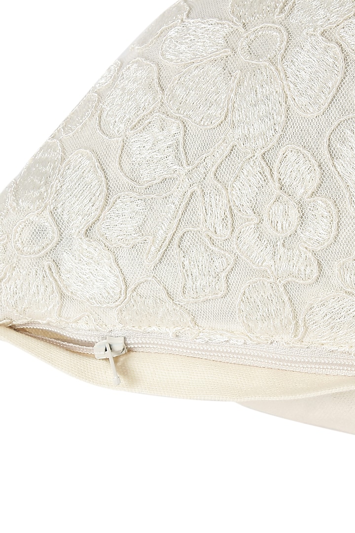 Cream Embroidered Cushion Cover by Reme lifestyle at Pernia's Pop Up Shop
