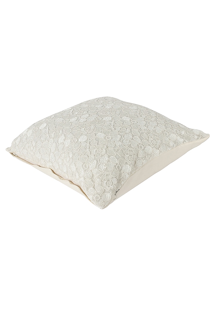 Cream Embroidered Cushion Cover by Reme lifestyle at Pernia's Pop Up Shop