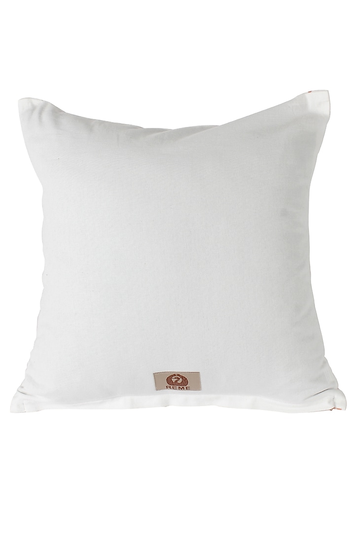 White & Peach Embroidered Cushion Cover by Reme lifestyle at Pernia's Pop Up Shop