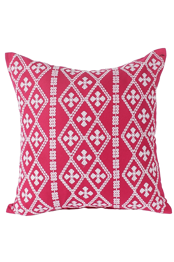 Pink Embroidered Cushion Cover by Reme lifestyle at Pernia's Pop Up Shop