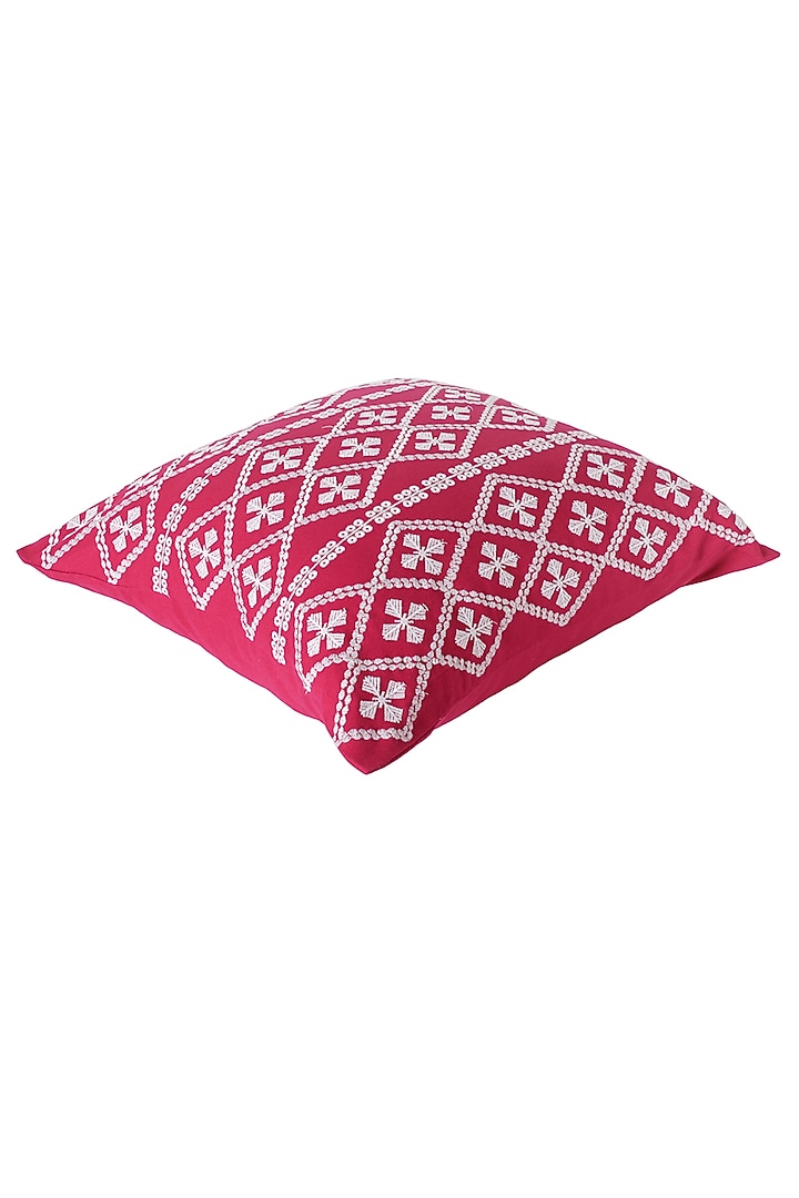 Pink Embroidered Cushion Cover by Reme lifestyle at Pernia's Pop Up Shop