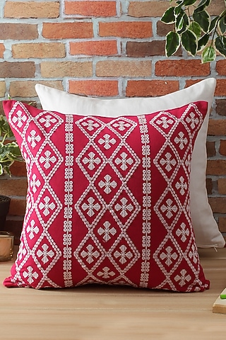 Pink Embroidered Cushion Cover by Reme lifestyle