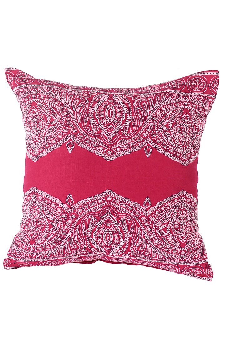 Fuchsia Embroidered Cushion Cover by Reme lifestyle at Pernia's Pop Up Shop