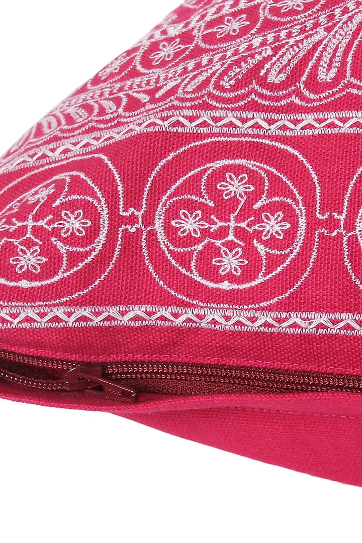 Fuchsia Embroidered Cushion Cover by Reme lifestyle at Pernia's Pop Up Shop
