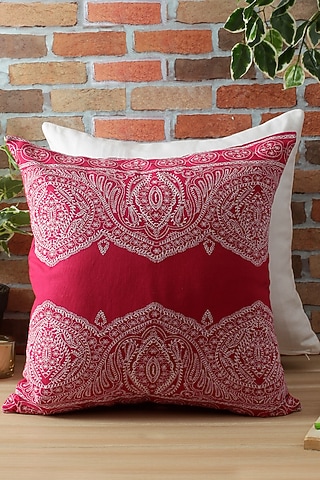 Fuchsia Embroidered Cushion Cover by Reme lifestyle