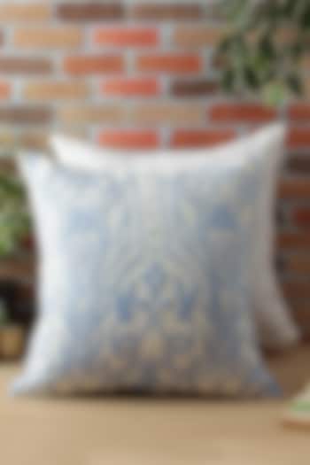 White & Blue Embroidered Cushion Cover by Reme lifestyle
