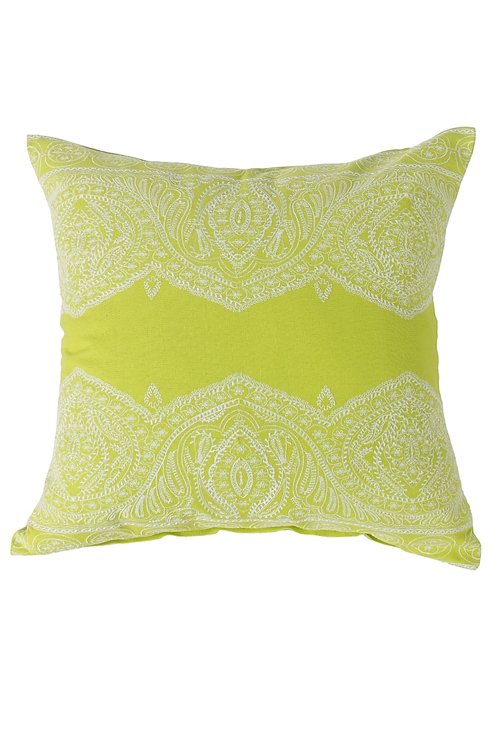 Lime Embroidered Cushion Cover by Reme lifestyle at Pernia's Pop Up Shop