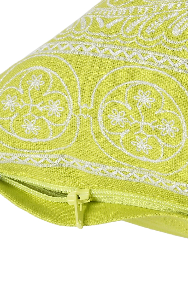 Lime Embroidered Cushion Cover by Reme lifestyle at Pernia's Pop Up Shop