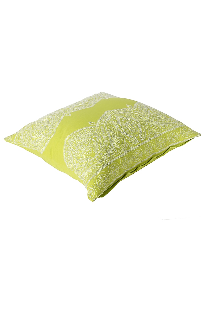 Lime Embroidered Cushion Cover by Reme lifestyle at Pernia's Pop Up Shop