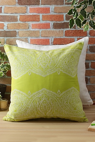 Lime Embroidered Cushion Cover by Reme lifestyle