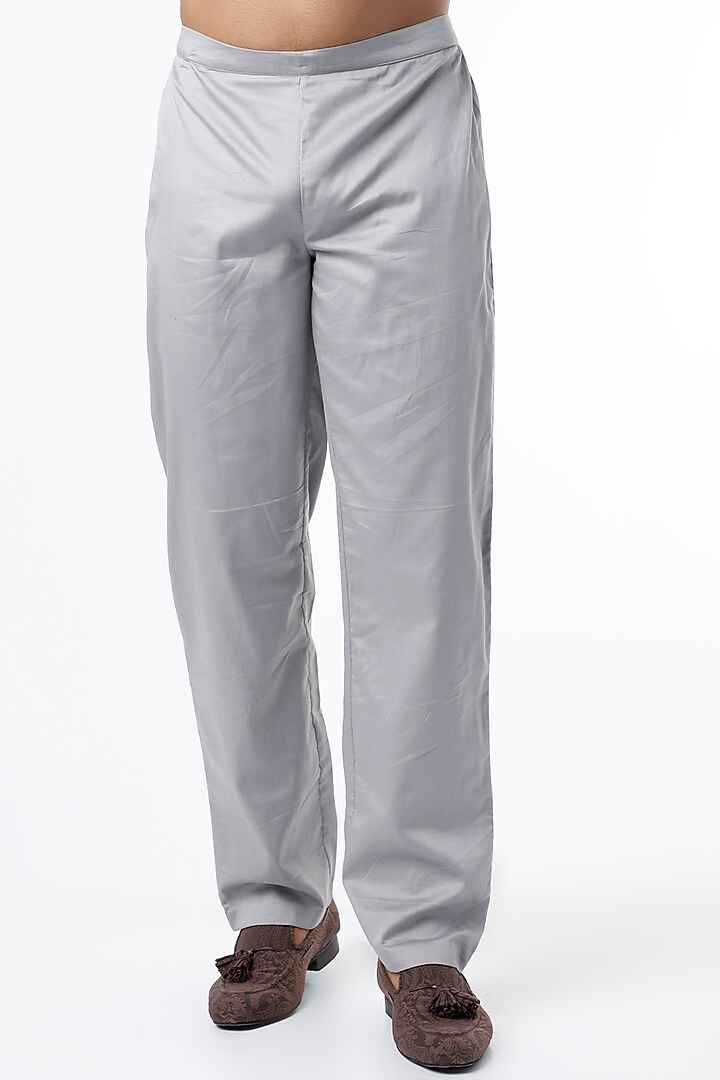 Dusty Blue Modal Satin Kurta Set by RENATI MEN at Pernia's Pop Up Shop