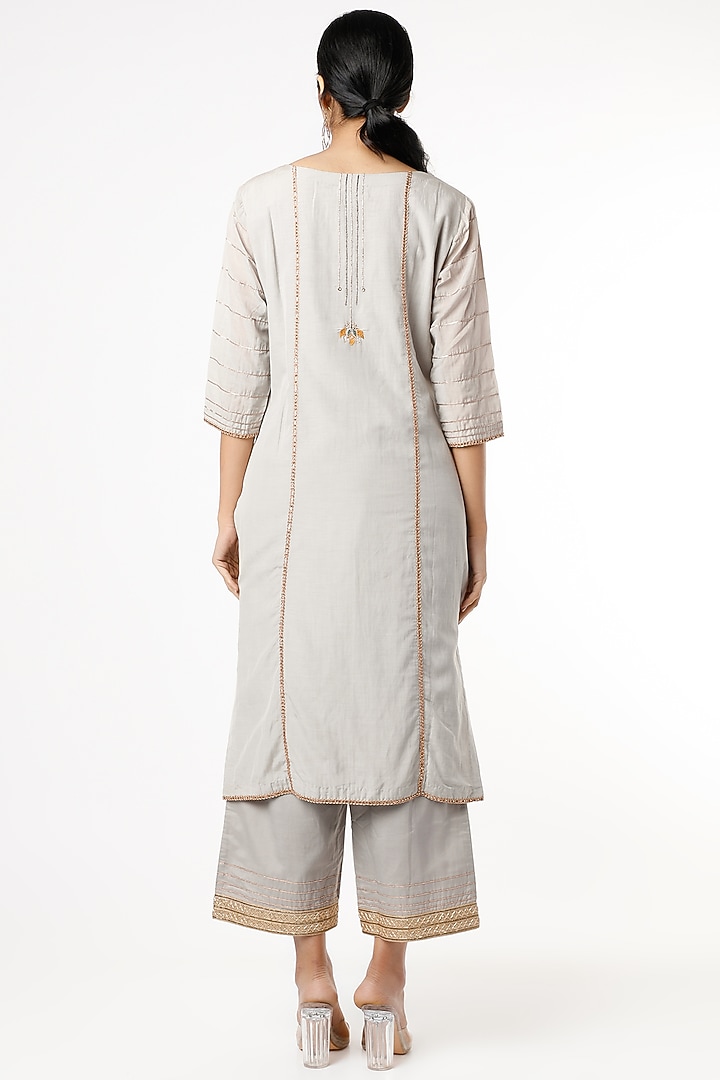 White Sand Embroidered Kurta Set by RENATI at Pernia's Pop Up Shop