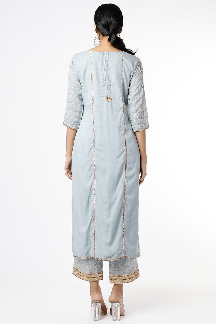 Amber Blue Georgette Kurta Set by RENATI at Pernia's Pop Up Shop
