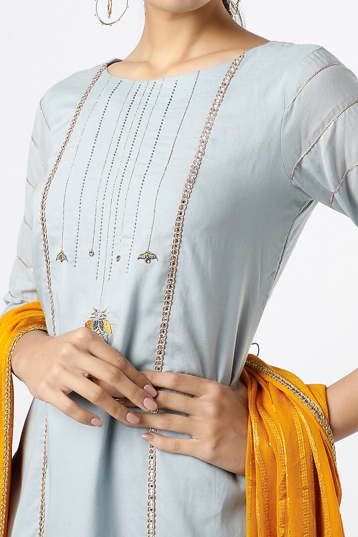 Amber Blue Georgette Kurta Set by RENATI at Pernia's Pop Up Shop