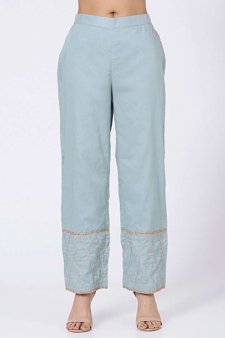 Ambar Blue Embroidered Kurta Set by RENATI at Pernia's Pop Up Shop