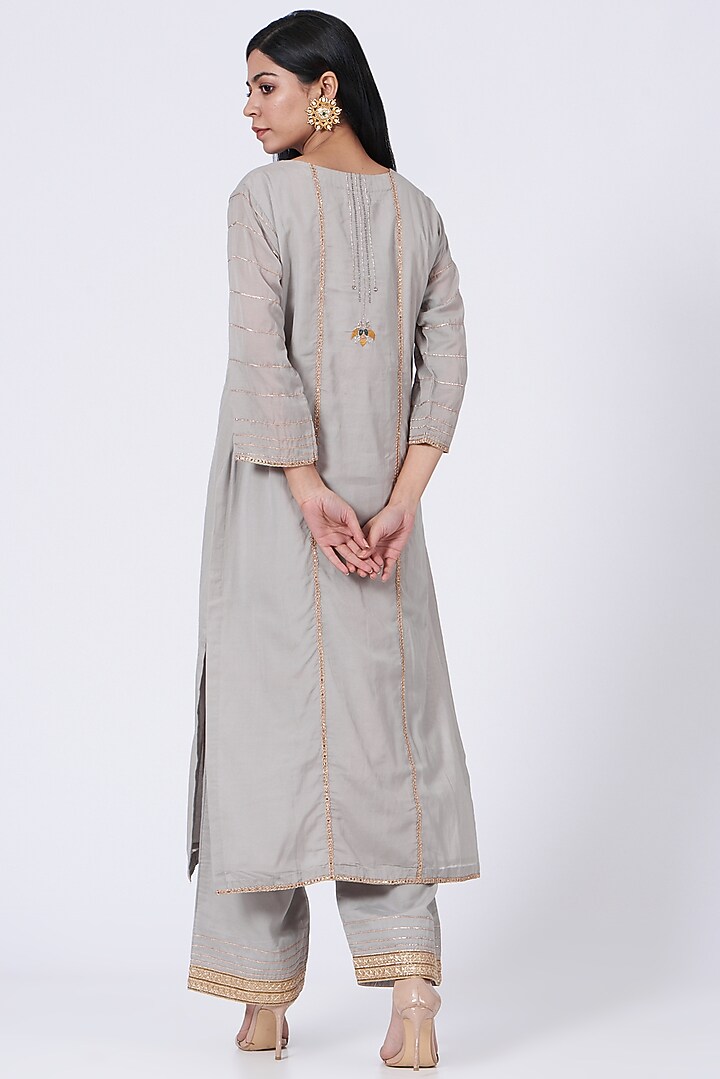 White Sand Embroidered Kurta Set by RENATI at Pernia's Pop Up Shop