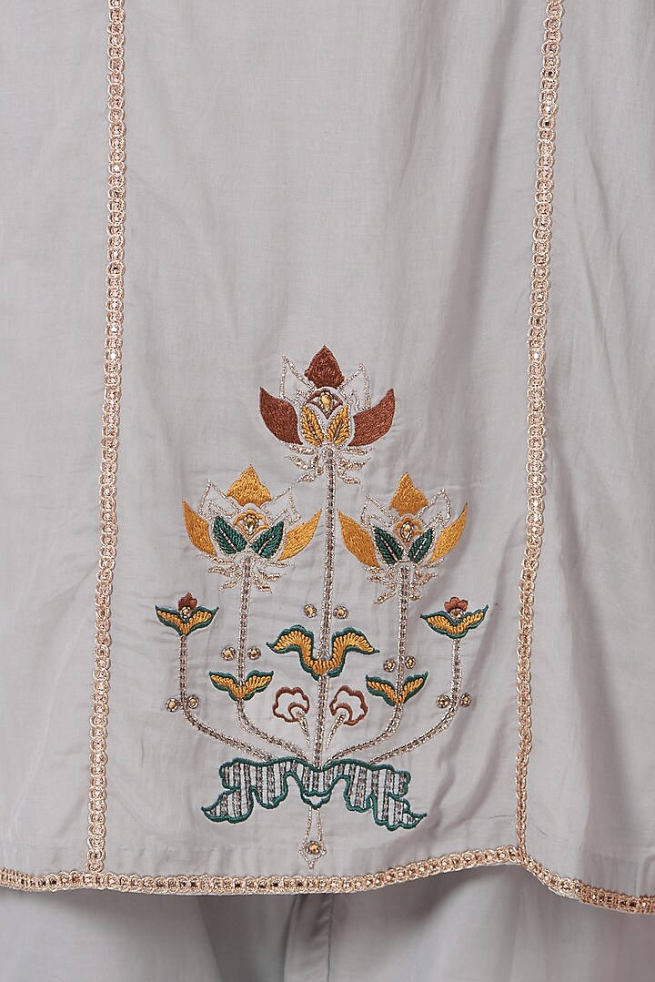 White Sand Embroidered Kurta Set by RENATI at Pernia's Pop Up Shop