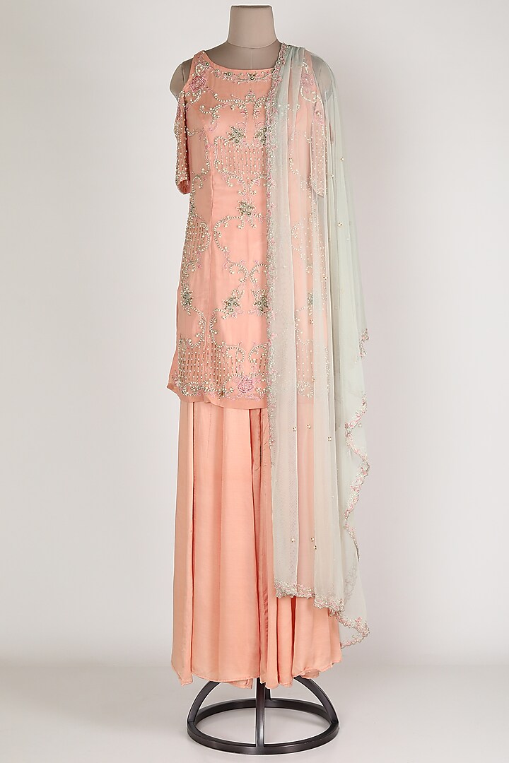 Blush Pink Embroidered Sharara Set by Renee Label