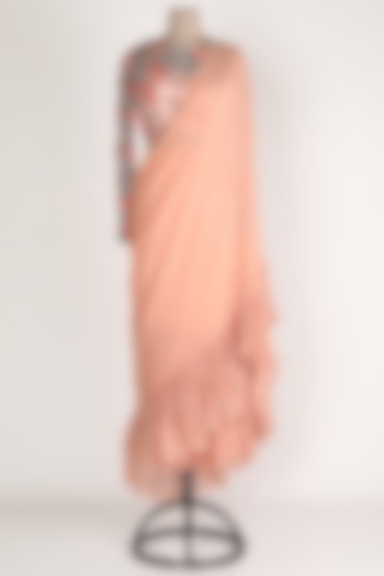 Blush Pink Pre Stitched Saree Set by Renee Label