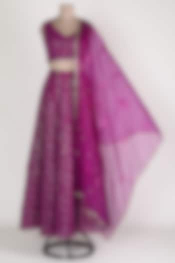 Purple Embroidered Lehenga Set by Renee Label